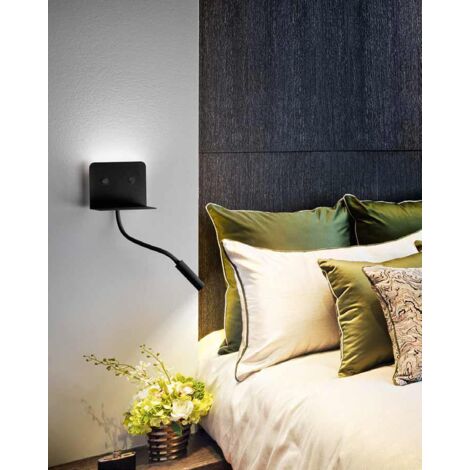 Applique Murale Led En Métal Noir, Lampe Avec Bras Flexible, Port Usb Intégré Et Éclairage 3000K, Série 6636 - Perenz Moderne Et Pratique