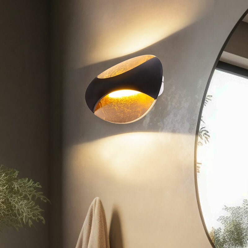 Applique murale led en or noir, lampe de couloir, lampe d'escalier, lampe de salon, 6W 230lm blanc chaud, LxH 21x15 cm