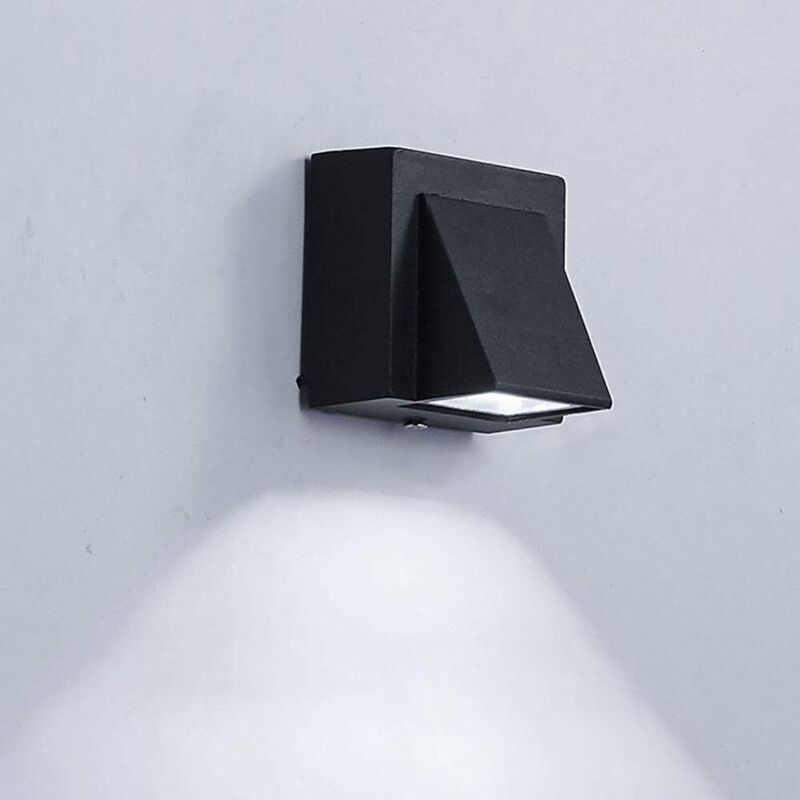 Applique murale LED étanche / Projecteur extérieur moderne et simple noir, étanche IP65, à une tête (blanc froid)