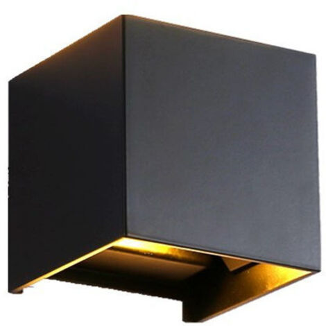 Applique Murale LED Exterieur 12W Appliques Murales Interieur 3000K Blanc Chaud Design Etanche IP65 - Noir