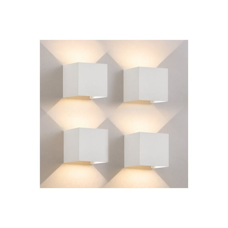 Applique murale led Extérieur blanc Lampe Gbly 4 pièces up down Luminaire extérieure 5W Spot mural intérieur Ip65 Etanche Lampe couloir Cage