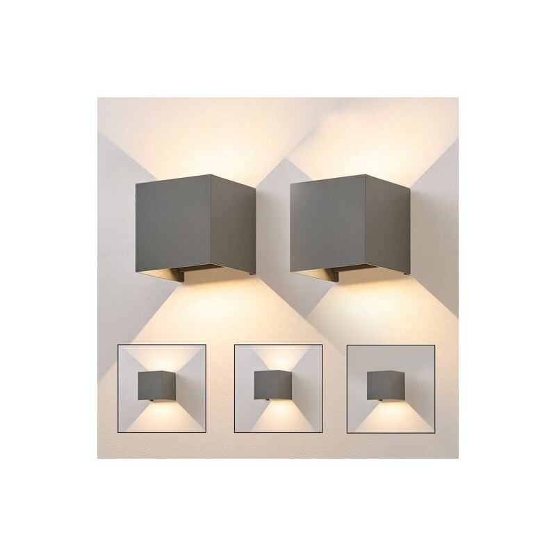 Gbly - Applique murale led Extérieur gris Lampe 2 pièces up down Luminaire extérieure 5W Spot mural intérieur Ip65 Etanche Lampe couloir Cage