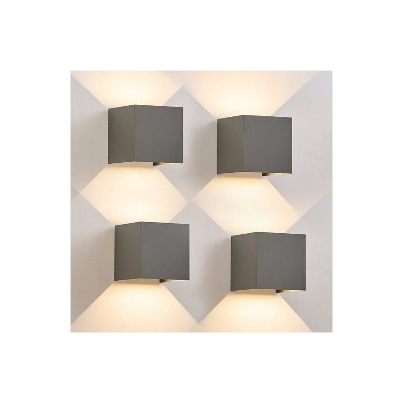 Gbly - Applique murale led Extérieur gris Lampe 4 pièces up down Luminaire extérieure 5W Spot mural intérieur Ip65 Etanche Lampe couloir Cage