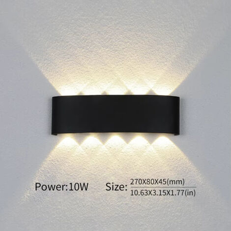 Applique murale LED extérieure 10W blanc chaud, applique murale extérieure Up et Down IP65 étanche, design luminaire extérieur moderne pour jardin, terrasse, balcon et façade