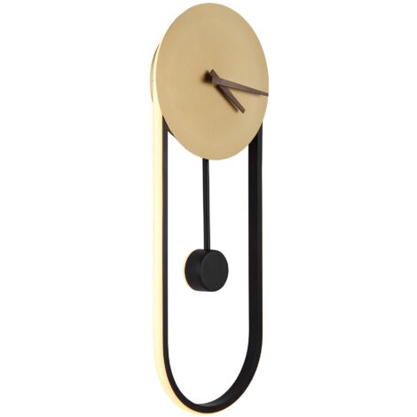 Applique murale LED intégrée 58x22cm Couleurs dorées LED 3000K Horloge