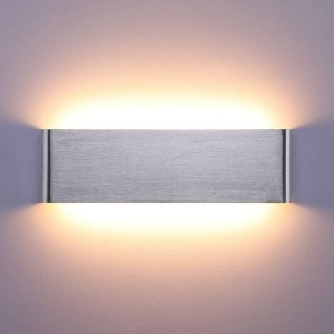 Applique Murale LED Intérieur 12W-30CM Lampe Murale LED 3000K Moderne en Aluminium IP44 pour Chambre Salon Escalier Maison Couloir Hôtels Salon Hall d'Entrée Vitrine Argent Brossé Blanc chaud