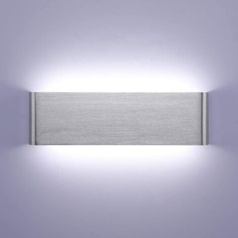 Applique Murale LED Intérieur 12W-30CM Lampe Murale LED 6000K Moderne en Aluminium IP44 pour Chambre Salon Escalier Maison Couloir Hôtels Salon Hall d'Entrée Vitrine Argent Brossé Blanc Froid
