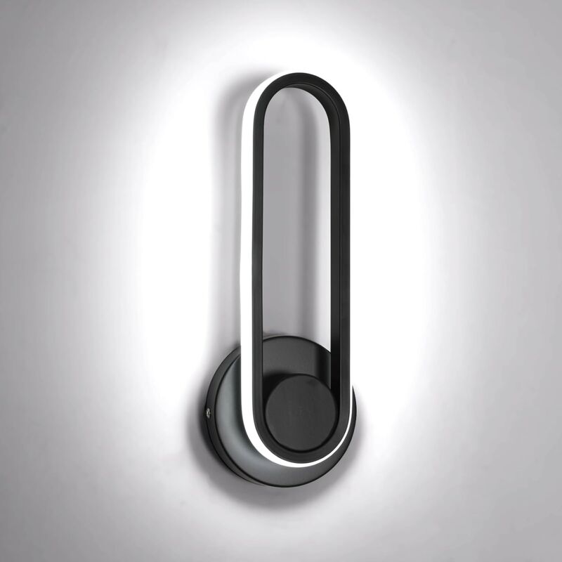 Applique Murale led Moderne 12W, Noir, en Aluminium, Design Ovale, Rotatif, pour Salon, Chambre, Escalier, Couloir (Lumière Blanche 6500K) - Comely
