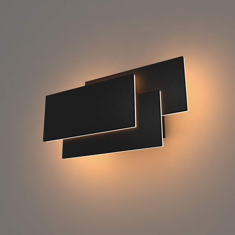 Applique Murale Led Interieur 24W Lampe Murale Moderne Simple Applique Murale Blanc Chaud 3 En 1 Pour Salon Chambre Escalier Couloir Noir