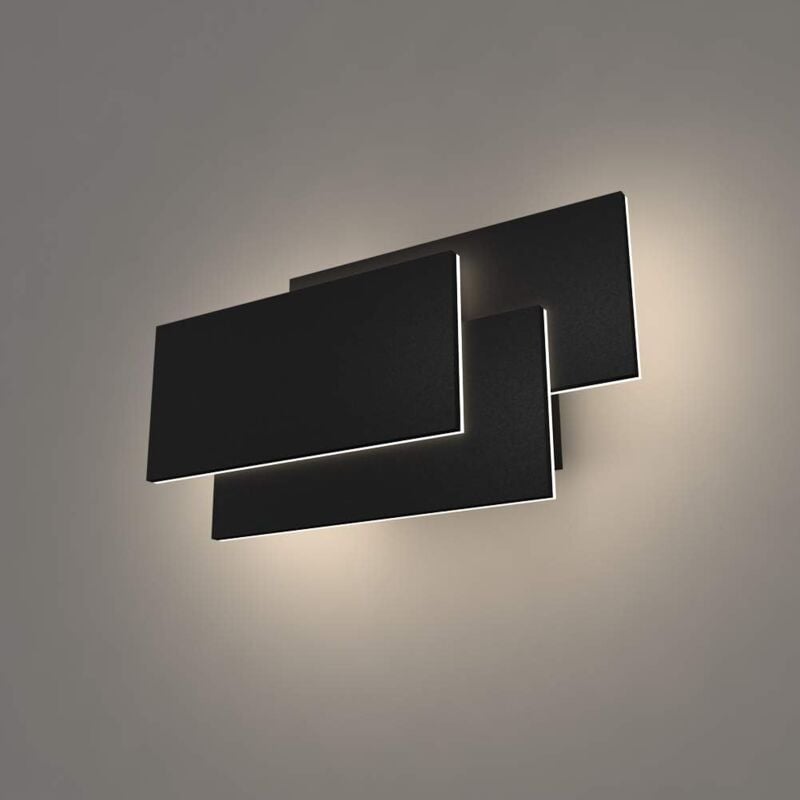Applique Murale Led Interieur 24W Lampe Murale Moderne Simple Applique Murale Blanc Froid 3 En 1 Pour Salon Chambre Escalier Couloir Noir