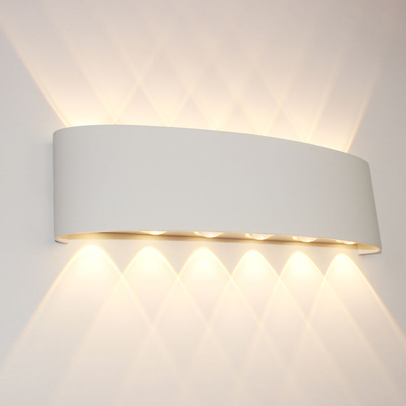 Applique Murale led Intérieure 12W - Blanc Chaud - Moderne - Étanche IP65