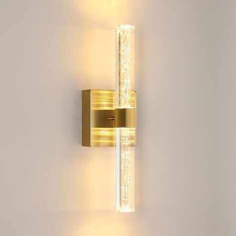 Applique murale LED Intérieure 12W, Design Hexagonal Rotatif 360°, Lumière Chaude 3000K 1350LM Dorée pour Chambre Salon Escalier Cuisine (L40 cm) - GOECO