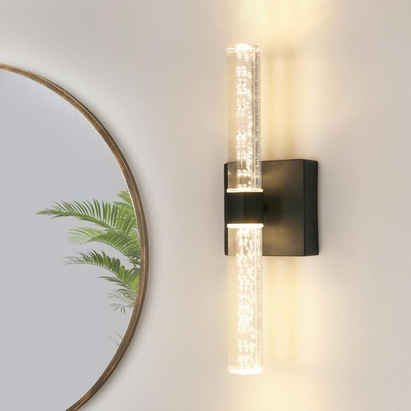 Goeco - Applique murale led Intérieure 12W, Design Hexagonal Rotatif 360°, Lumière Chaude 3000K 1350LM Noire pour Chambre Salon Escalier Cuisine (L40