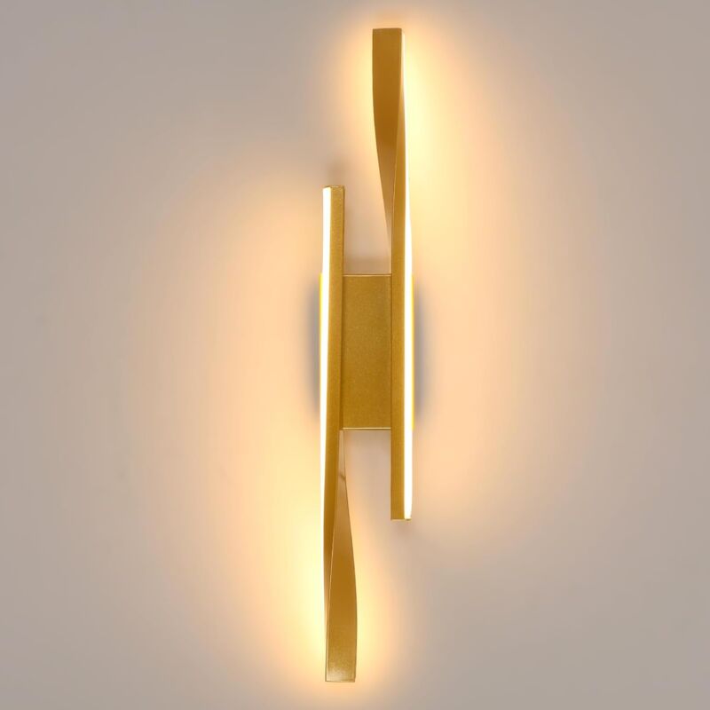 Goeco - Applique Murale led Intérieure, 16W 1800LM Lumière Blanche Chaude 3000K, Design Moderne Longue en Aluminium Doré pour Salon Bureau Couloir