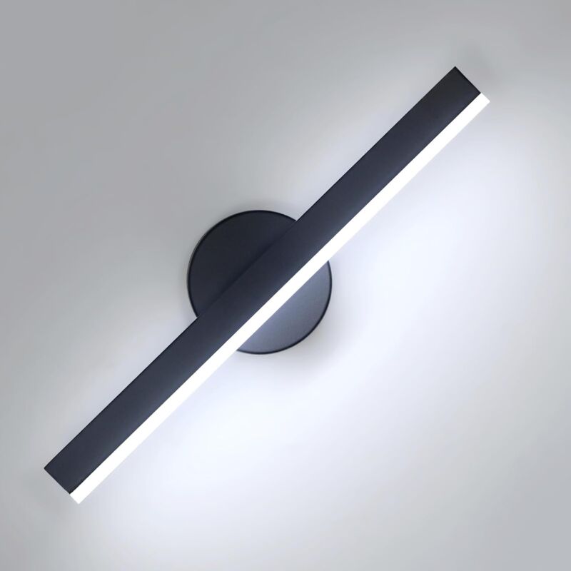Goeco - Applique murale led Intérieure, 8W 1350LM Lumière Blanche Froide 6500K, Lampe murale led Noir Rectangulaire Moderne à Rotation 360° pour