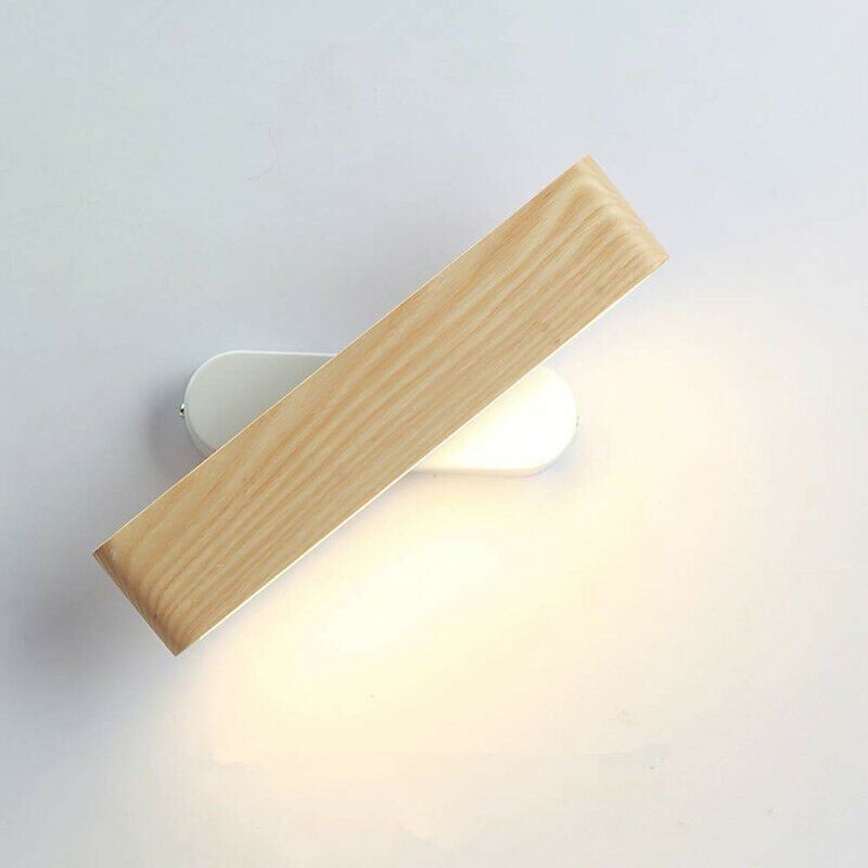 Sevengirl - Applique Murale led, Intérieure Applique en Bois 360° Rotatif led Lampe Murale pour Salon Chambre Cage d'escalier Couloir blanc chaud 28cm