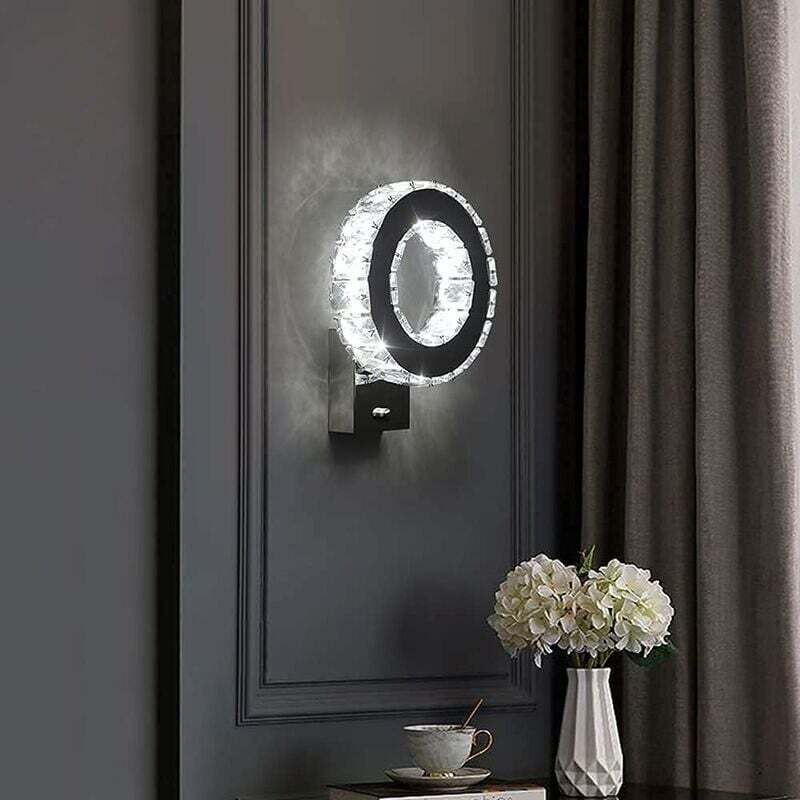 Applique Murale led Intérieure, Lampe Murale en Cristal, 12W Lumière Blanche Froide 6000K Design Moderne Décoration Luminaire Mural pour Salon