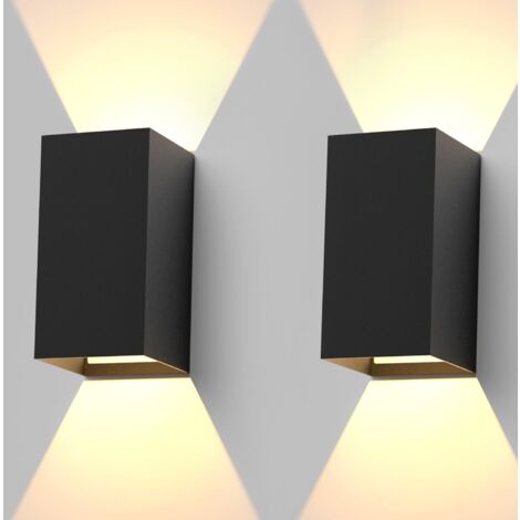 Applique murale LED  intérieure lot de 2 appliques murales extérieures ZMH éclairage mural noir  5W lampe spot mural IP65 lumière extérieure 3000K blanc chaud pour mur de maison jardin
