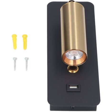 Applique murale LED interrupteur à clé minimaliste USB charge noir or éclairage neutre appliques murales pour chevet 85 à 265V