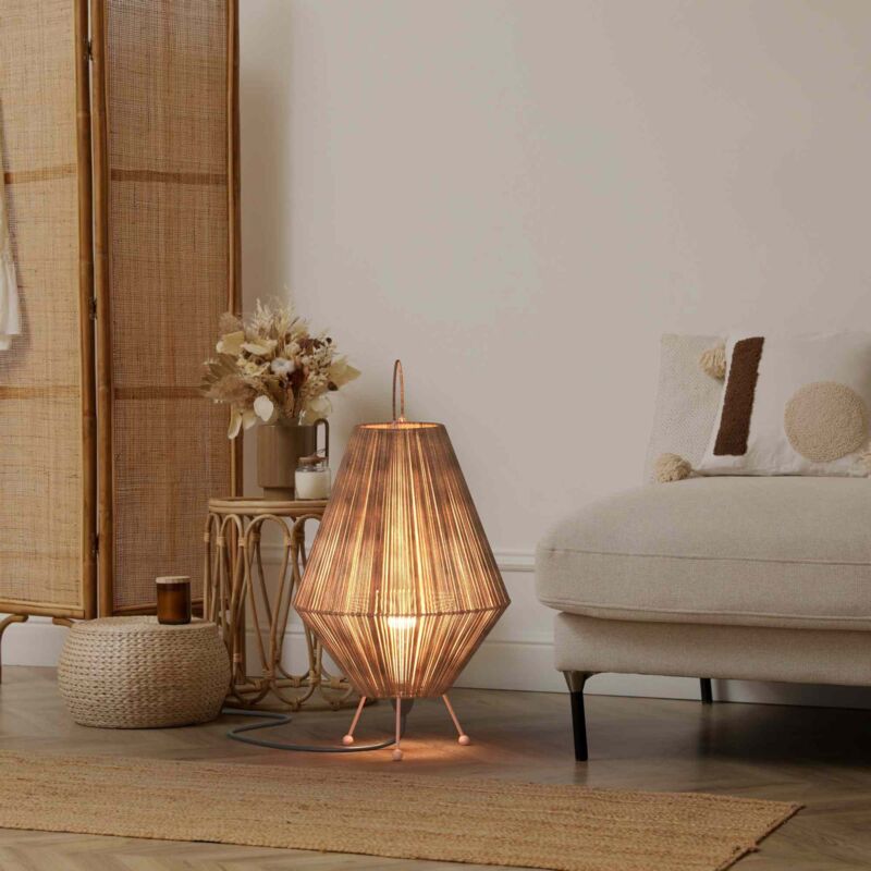 Barcelona Led - Lampe à poser naturelle en jute 'Ross' - E27 - Blanc