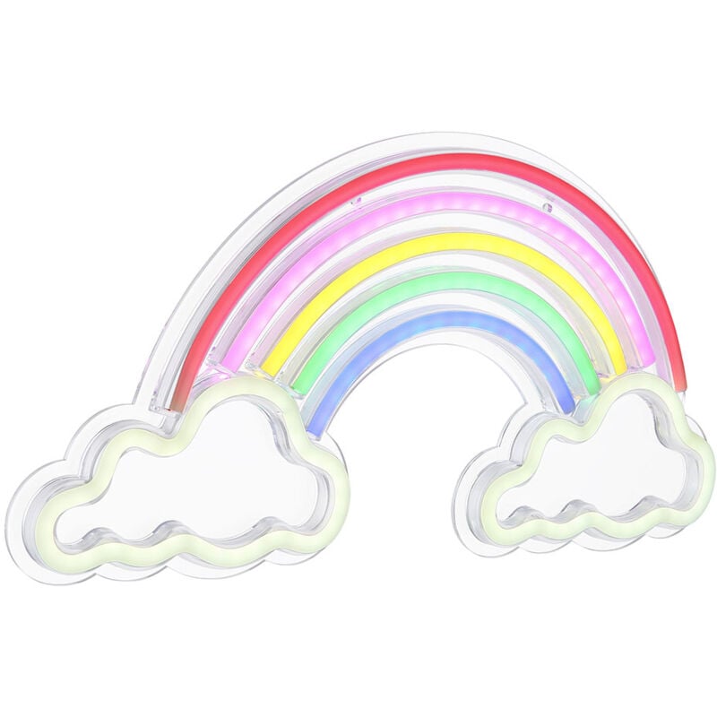 Applique murale led lampe arc-en-ciel lumière décorative lampe chambre enfant, câble usb interrupteur on/off, plastique opale clair, l 40 cm