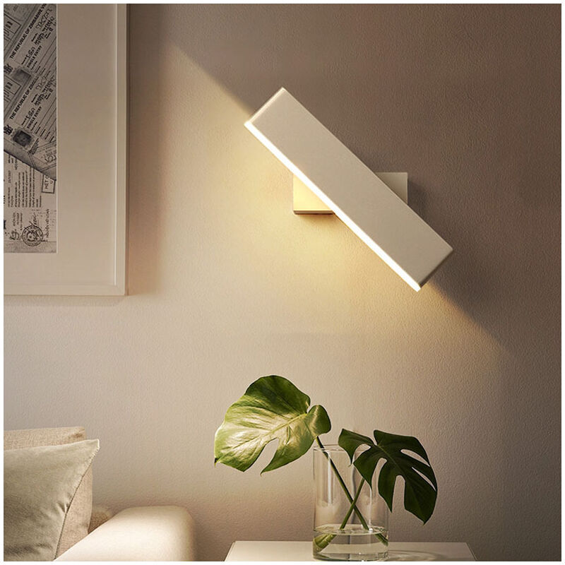 Applique Murale LED Lampe Blanche Designe Créatif Luminaire Intérieur Rotation de presque 360 degrés Lampe de Mur pour Chambre Salon Bureau Couloir