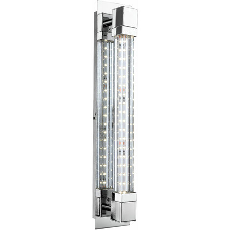 Applique murale LED lampe de couloir applique en verre lampe de chambre chromée, 5,2W 547lm blanc chaud, LxH 8 x 42 cm