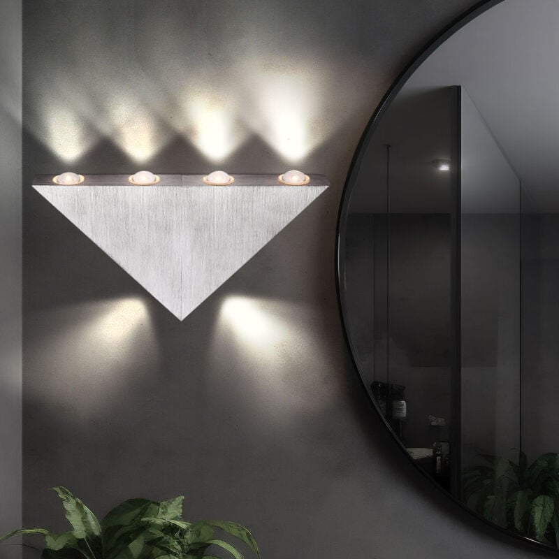 Applique murale led lampe de couloir lampe de cage d'escalier aluminium brossé, 5W 400lm blanc chaud