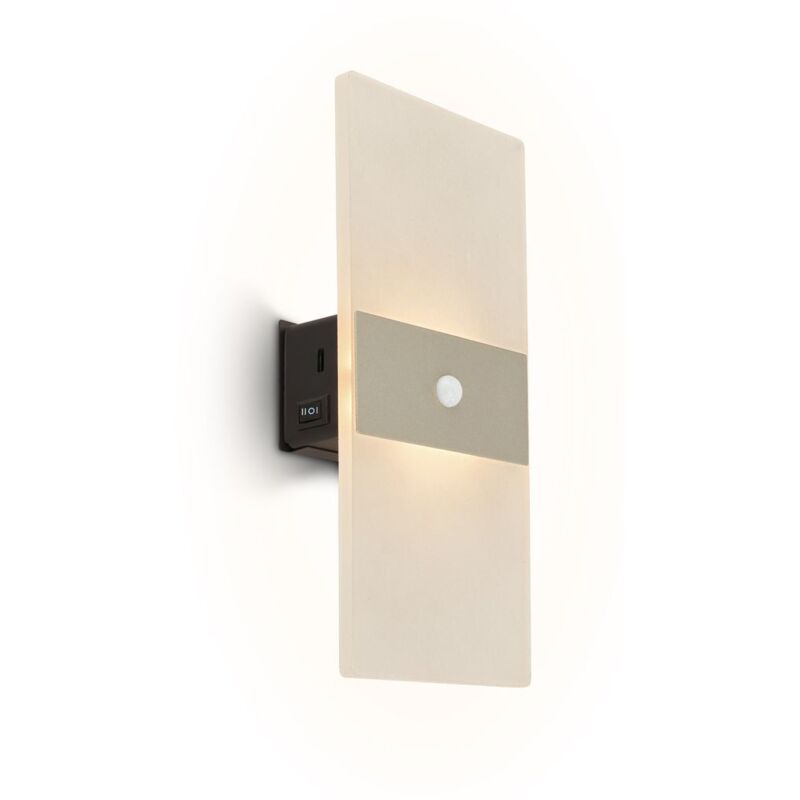 BRILONER Cordless Wall Light Rechargeable Lamp Motion Sensor Nickel Matt in Metallic Silver