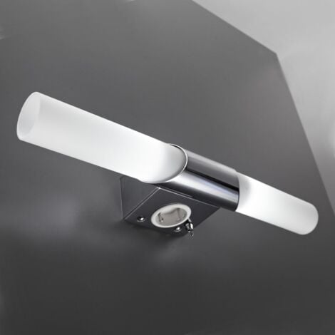 Applique murale LED miroir salle de bain métal verre E14 lampe luminaire de salle de bain avec prise éléctrique