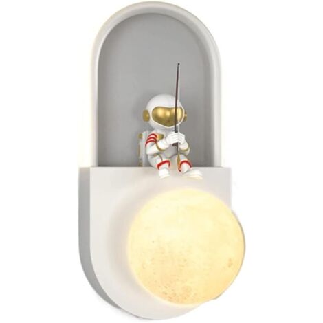 Applique murale LED moderne, applique murale de chevet, applique murale d'éclairage d'astronaute créative pour chambre d'enfa 3 modes de couleur - Blanc