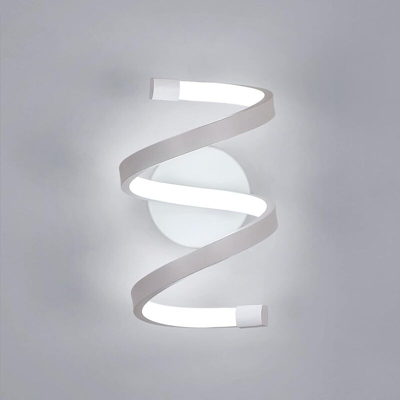 Applique Murale led Moderne, Applique Murale led Blanc Froid 6500K, Éclairage Mural Intérieur 18W, Applique en Spirale Blanche pour Chambre, Salon,