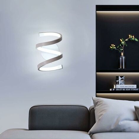 Applique Murale LED Moderne, Applique Murale LED Blanc Froid 6500K, éclairage Mural Intérieur 18W, Applique en Spirale Blanche pour Chambre, Salon, Cuisine, Couloir