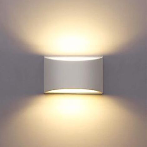 Applique murale LED moderne d'intérieur, applique murale en plâtre blanc 7W blanc chaud, éclairage vers le haut et vers le bas, idéale pour le salon, la chambre ou le couloir (G9 LED).