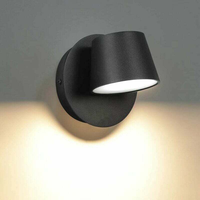 Applique murale LED moderne liseuse murale orientable à 350° Applique murale d'intérieur de style nordique pour chambre salon escalier couloir, noir
