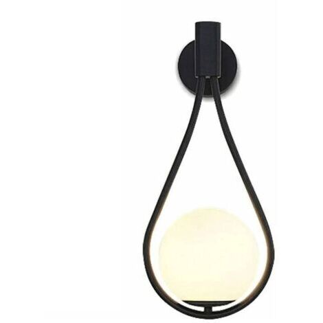 Applique murale LED moderne pour intérieur, design industriel, ronde, globe en verre, métal, culot E27, noire, idéale pour le salon ou la salle à manger.