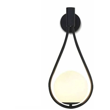 Applique murale LED moderne pour intérieur, design industriel, ronde, globe en verre, métal, culot E27, noire, idéale pour le salon ou la salle à manger.
