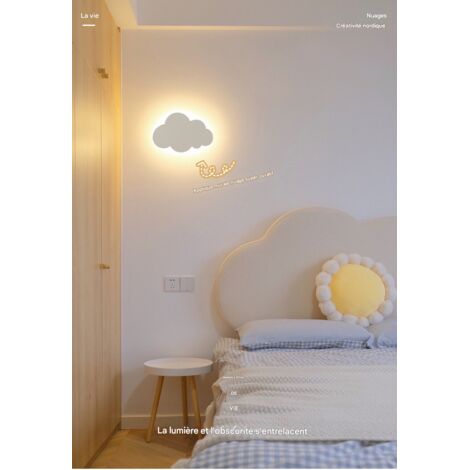 Applique murale LED nuage lampe chambre enfant moderne minimaliste, 3 couleurs 30cm