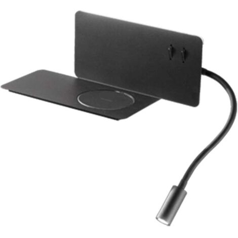 Applique murale LED orientable avec charge sans fil Flat Destra - Noir