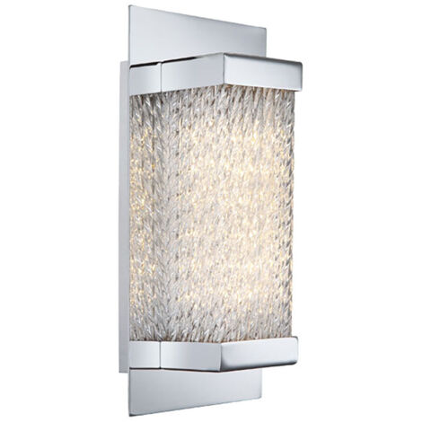 Applique murale LED pour chambre à coucher, couloir, métal chromé, verre rainuré, 3 W, 260 lm, blanc chaud, L x H 20 x 10 cm