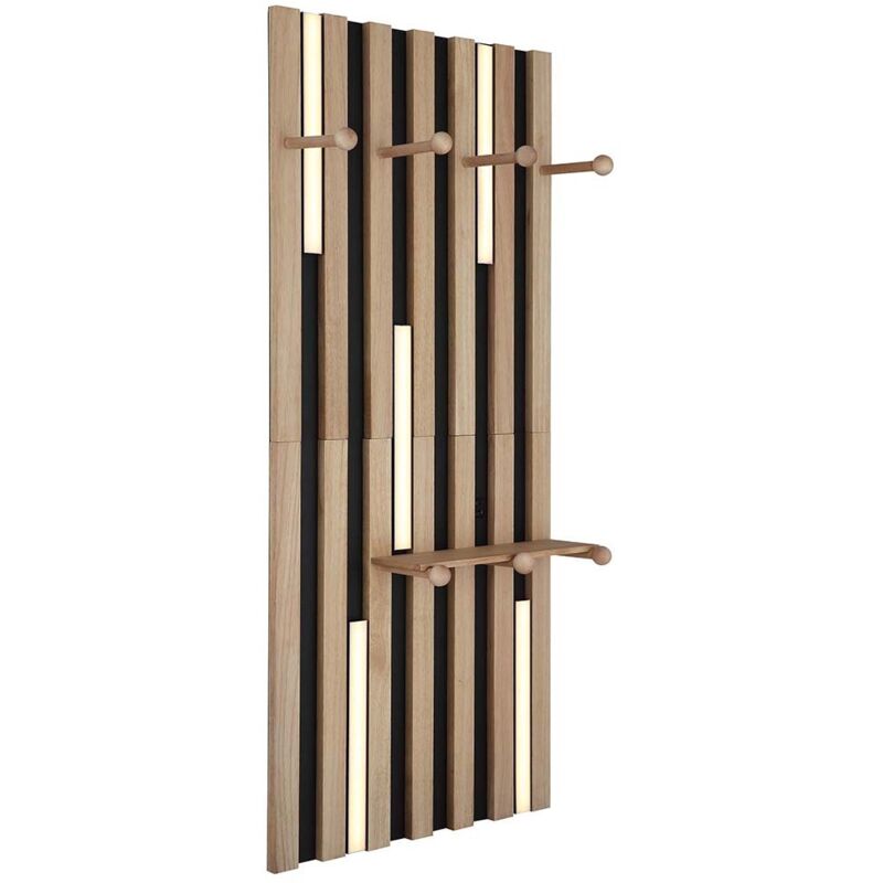 Applique murale LED pour couloir, métal noir mat, sortie USB, H 110 cm