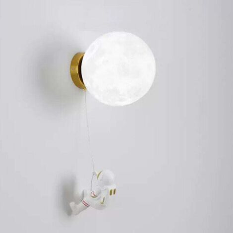 Applique murale LED pour intérieur, applique pour chambre d'enfant avec figurine d'astronaute, abat-jour en forme de lune, applique G9 pour chambres et chambres de bébé, lumière blanche