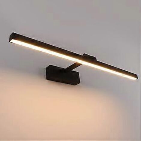 Applique murale LED pour miroir de salle de bain 50 cm, 12 W, étanche IP44, orientable à 180°, style moderne, blanc chaud 3000 K, noir.