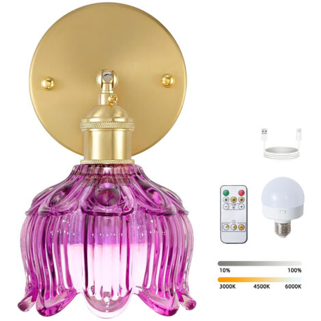 Applique murale LED rechargeable avec télécommande, lampe de chevet sans fil, intensité variable, 3 températures de couleur 3000K-6000K, avec ampoule