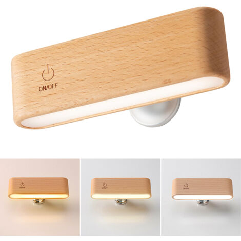 Applique murale LED rechargeable, veilleuse magnétique à luminosité réglable, lampe de lecture tactile rotative à 360°