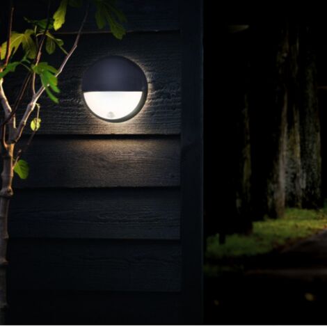 Applique Murale LED Ronde Noire 14W avec Détecteur de Mouvement IP54 - Blanc Neutre 4000K - 5500K - SILAMP - Blanc Neutre 4000K - 5500K