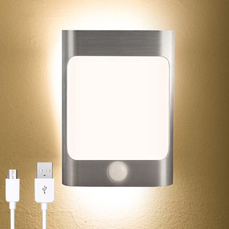 Applique murale led sans fil avec détecteur de mouvement, lampe 1 w, veilleuse pour escaliers, couloir, chambre à coucher, 2 pièces