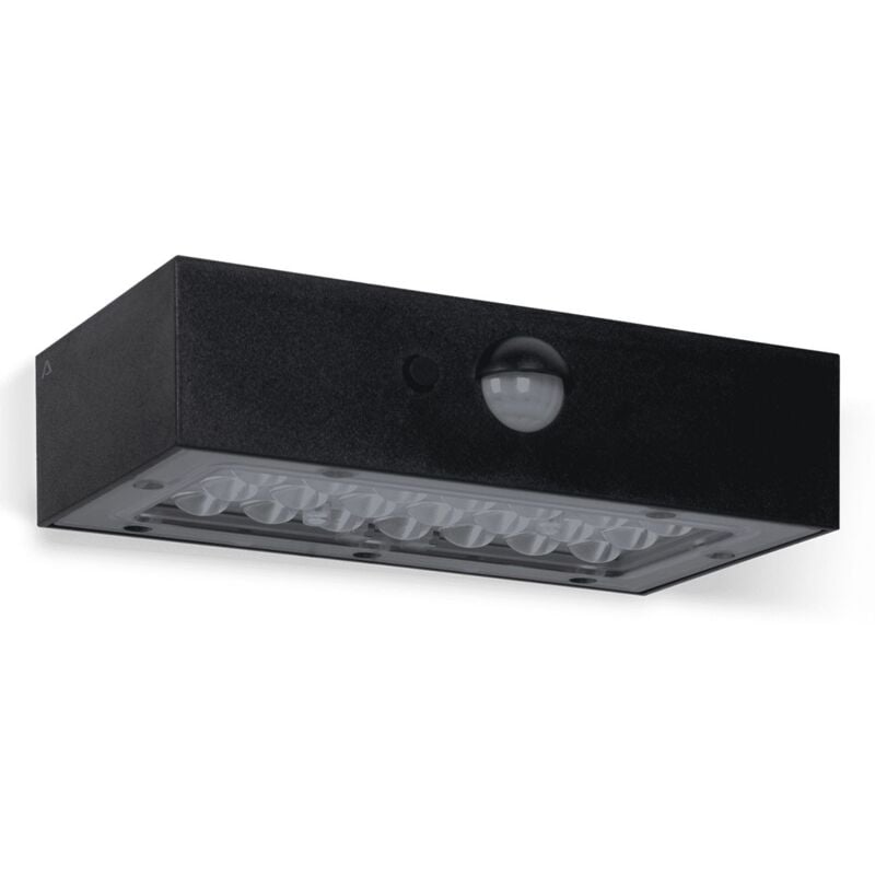 Applique murale led Solaire 3W Noire Eclairage led d'extérieur Détecteur de mouvement 350 Lm Aslo
