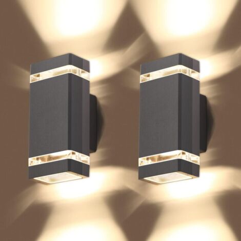 Applique murale LEDLED Applique Murale Exterieur Lot de 2, IP65 Etanche Luminaire Lampe Extérieur 3000K, Moderne Éclairage Mural pour Jardin Garage Terrasse Pathway, Lumiere Exterieure Aluminium, Blan