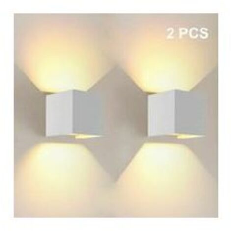 Applique murale LED，LED Applique Murale Interieur Up and Down Lampe Murale Blanc Chaud, Angle de Faisceau Réglable pour Maison,Couloir Salon,Chambre à Coucher - 2 PCS Blanc